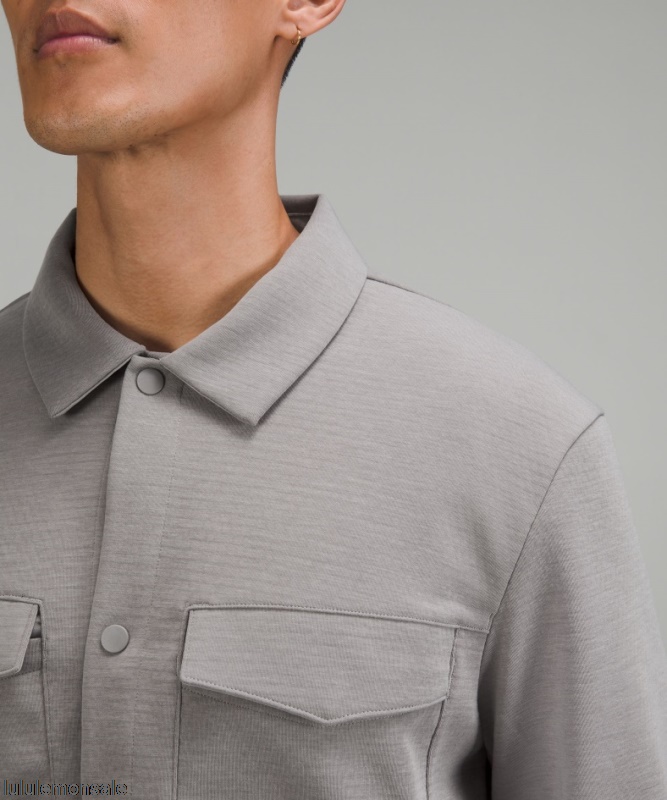 Lululemon Verkauf DELULU625 | Lululemon Deutschland Überhemd Aus Möwengrauem Gridliner-Fleece